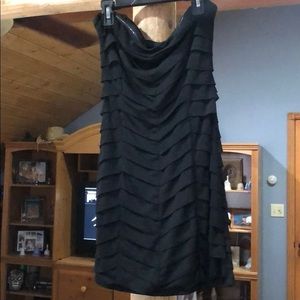 black strapless mini dress